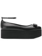 Salvatore Ferragamo Platform Appliqué Ballerina Shoes - Black