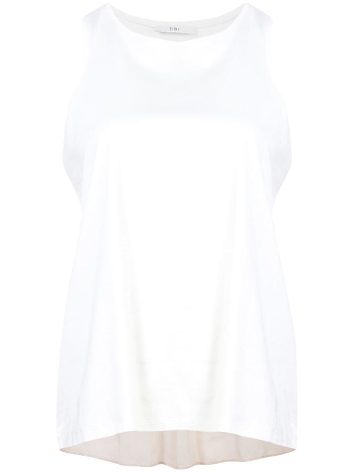 Tibi Mercerized Knit Shirred Back Tank - White