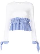 Ermanno Ermanno Striped Ruffled Top - White