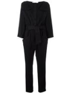 Carolinaritz Boat Neck Belted Jumpsuit, Women's, Size: 36, Black, Polyamide/cashmere/wool