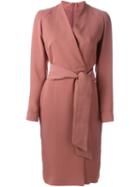 Max Mara Longsleeved Wrap Dress, Women's, Size: 46, Pink/purple, Silk/acetate/polyamide