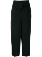 Enföld Folded Waistband Cropped Trousers - Black