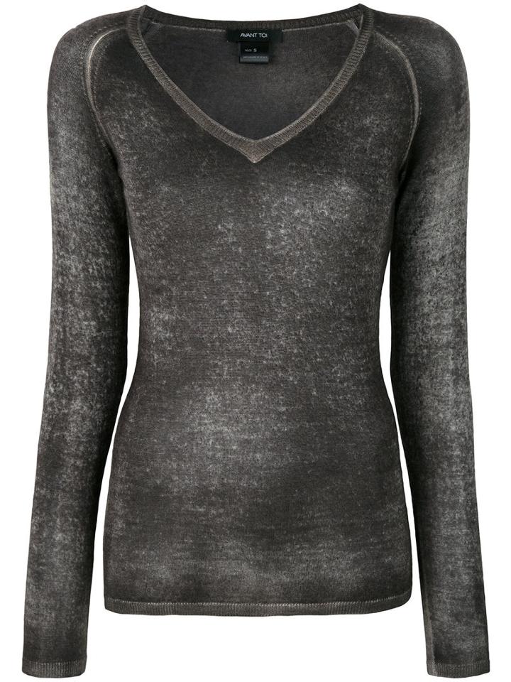 Avant Toi - V Neck Top - Women - Cashmere/silk - M, Black, Cashmere/silk
