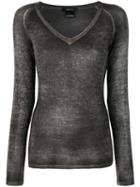 Avant Toi - V Neck Top - Women - Cashmere/silk - M, Black, Cashmere/silk