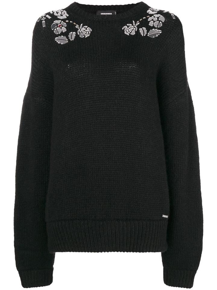 Dsquared2 Floral Embellished Jumper - Black