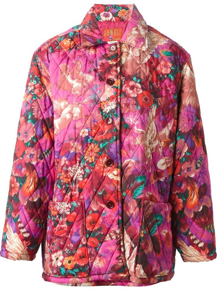 Kenzo Vintage 'pegas' Print Quilted Coat