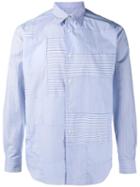 Comme Des Garçons Shirt Striped Patchwork Shirt, Men's, Size: Large, Blue, Cotton