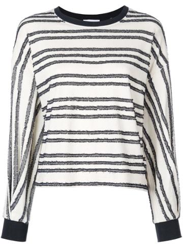 Kinly Striped Knit Sweater - White