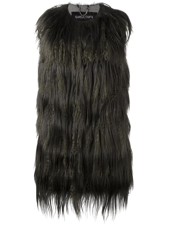 Giorgio Brato Long Fit Gilet, Women's, Size: 40, Black, Goat Fur/polyamide/wool