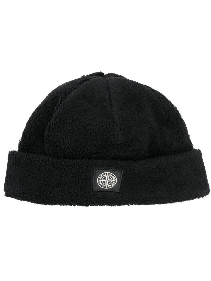 Stone Island Short Rolled Beanie - Black