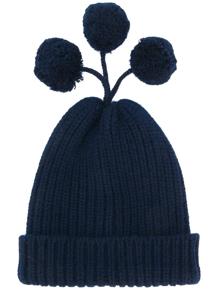 Thom Browne Cashmere Blend Pom-pom Hat - Blue