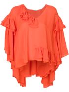 Emilio Pucci Ruffle Cape Blouse - Yellow & Orange