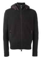 Moncler Padded Panel Cardigan, Men's, Size: Large, Grey, Polyamide/acrylic/wool/feather Down
