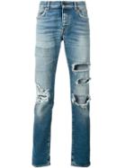 Saint Laurent Distressed High-waist Jeans - Blue