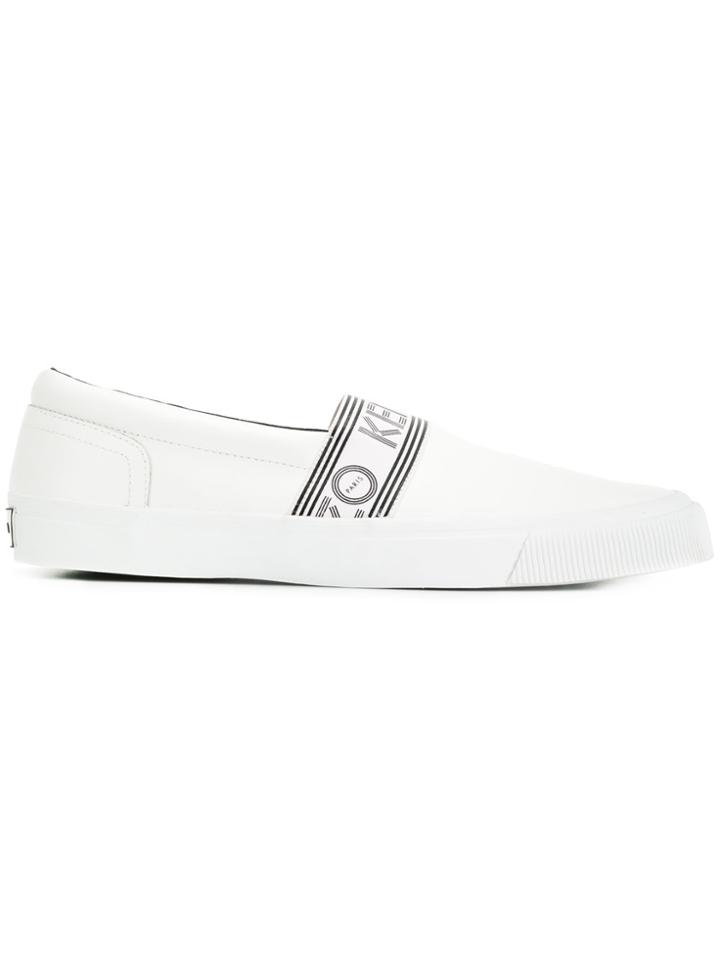Kenzo Logo Stripe Slip-on Sneakers - White