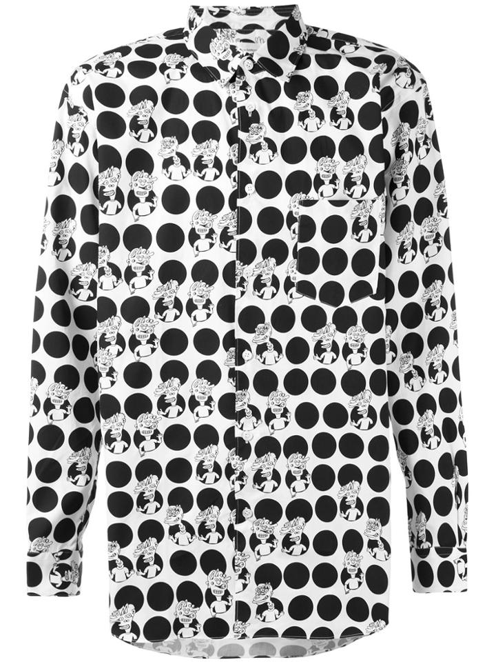 Comme Des Garçons Shirt Polka Dot Cartoon Print Shirt - White