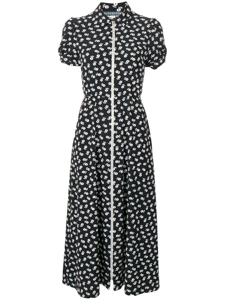 Alexa Chung Puff Sleeve Zip Dress - Black