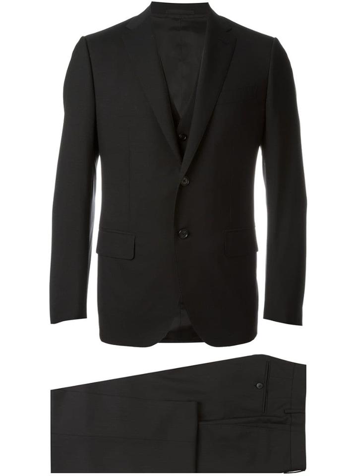 Caruso Tailored Three-piece Suit - Black