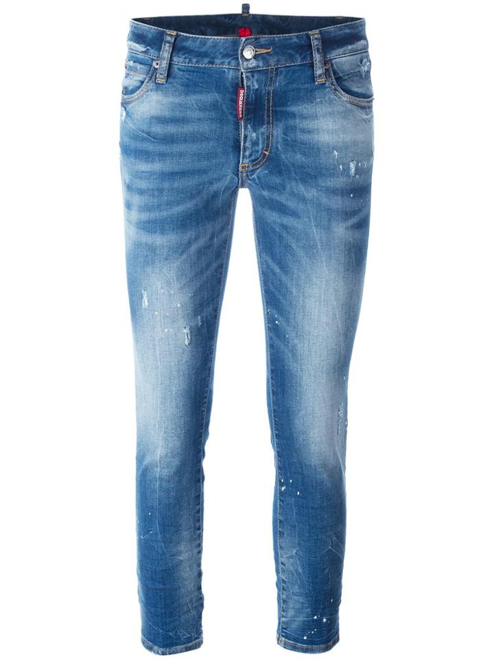 Dsquared2 Twiggy Cropped Bleach Jeans - Blue