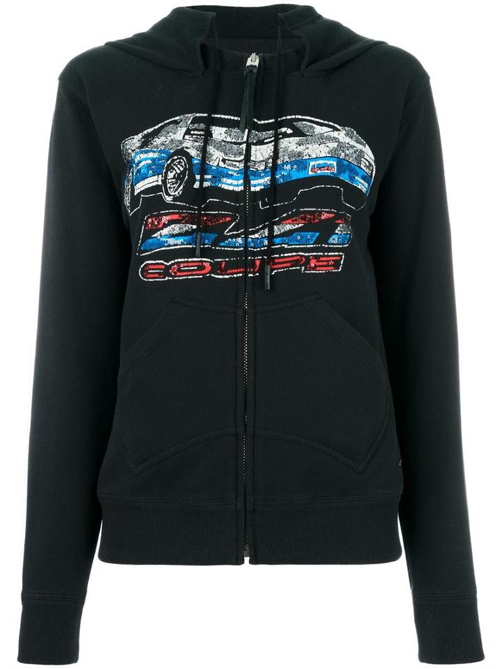 Coach Car Print Zipped Hoodie, Women's, Size: Medium, Black, Cotton/spandex/elastane