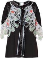 Peter Pilotto Satin Lace Cold Shoulder Blouse, Women's, Size: 8, Black, Viscose