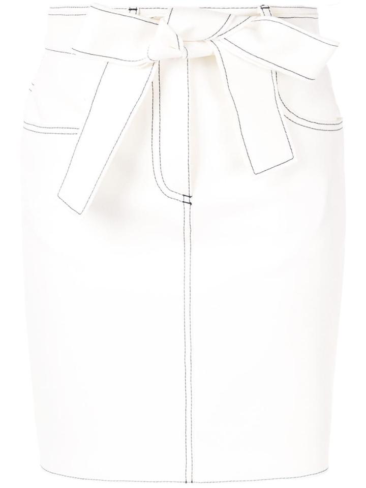 Msgm Contrast Stitch Skirt - White