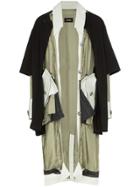 Raf Simons Double Layer Mohair Wool Trim Over Coat - Green