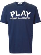 Comme Des Garçons Play Logo Print T-shirt, Men's, Size: Xl, Blue, Cotton