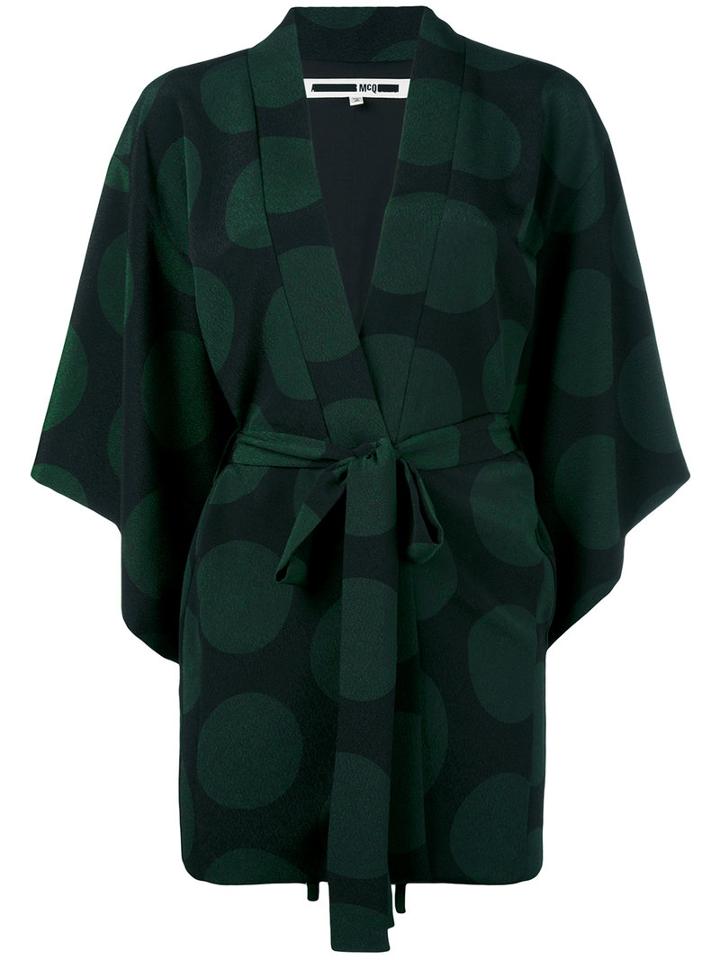 Mcq Alexander Mcqueen - Spotted Wrap Jacket - Women - Polyester/spandex/elastane - 40, Black, Polyester/spandex/elastane
