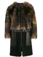 Giorgio Armani Collarless Sheepskin Coat - Brown