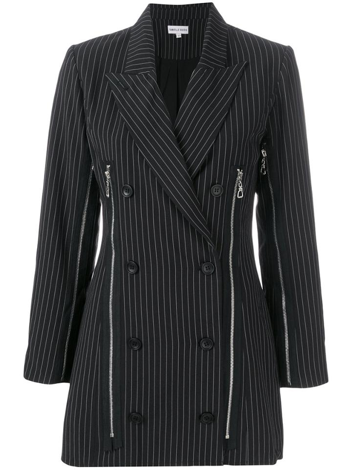 Danielle Guizio Pinstripe Blazer Dress - Black