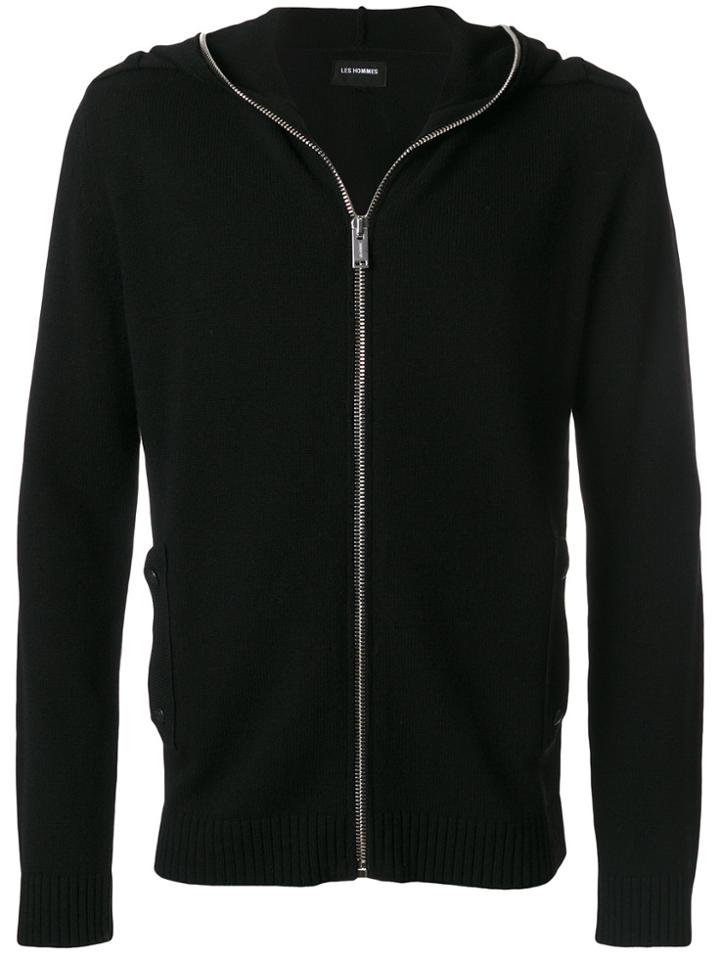 Les Hommes Knit Zipped Hoodie - Black