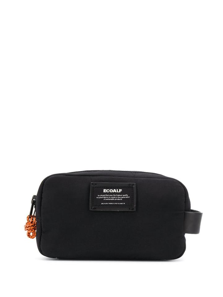Ecoalf Logo Patch Zipped Wash Bag - Black