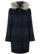 Woolrich Fur Collar Coat, Women's, Size: Xs, Blue, Virgin Wool/polyamide/mohair/racoon Fur
