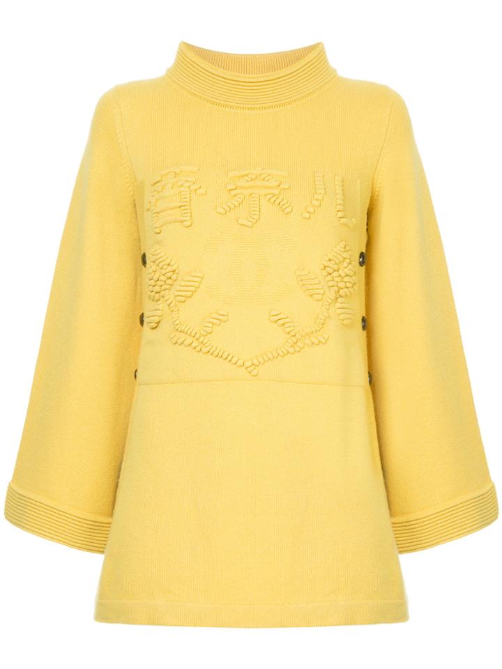Chanel Vintage Cc Logo Long-sleeve Sweater - Yellow & Orange