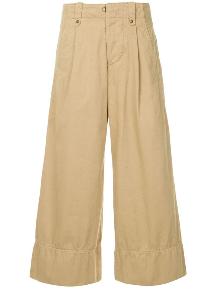 Kolor Wide Leg Cropped Trousers - Brown