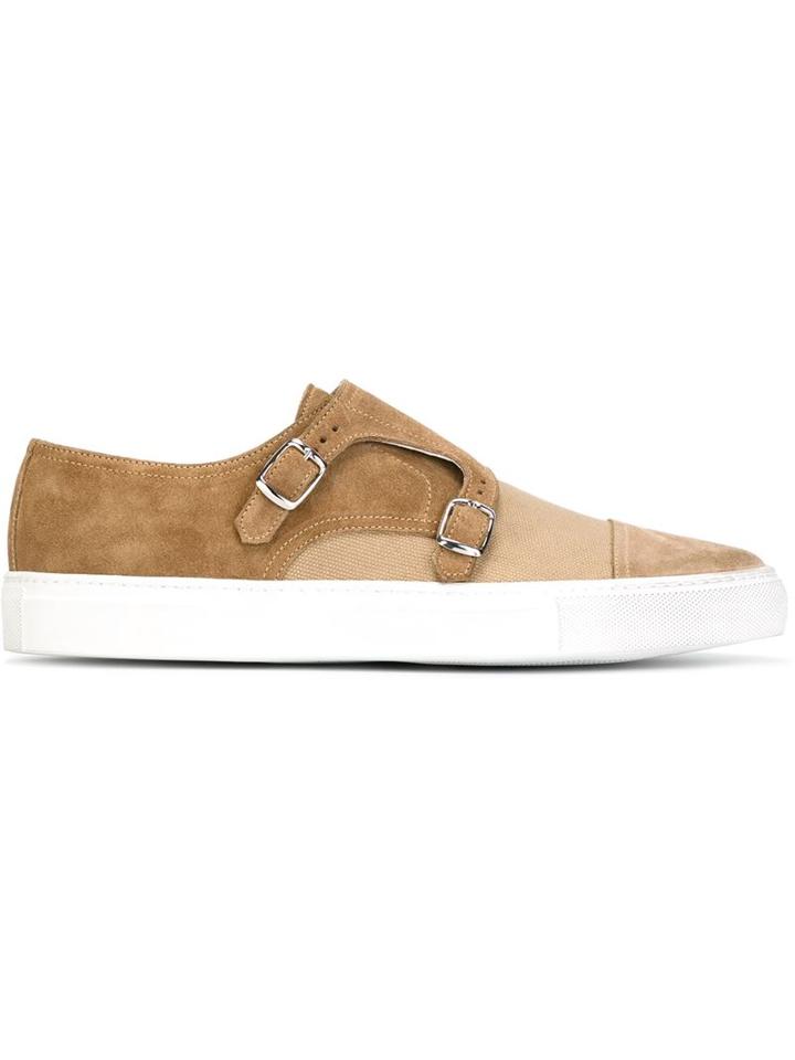 Eleventy Buckled Sneakers, Men's, Size: 40, Nude/neutrals, Suede/leather/cotton/rubber