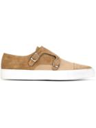 Eleventy Buckled Sneakers, Men's, Size: 40, Nude/neutrals, Suede/leather/cotton/rubber