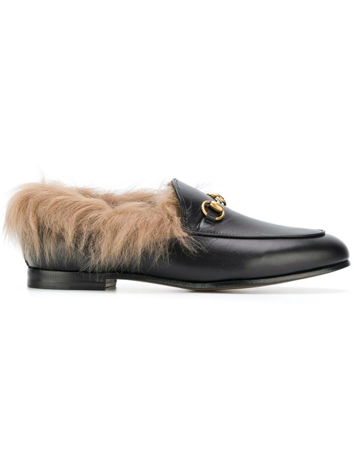 Gucci Jordaan Fur-lined Loafers - Black