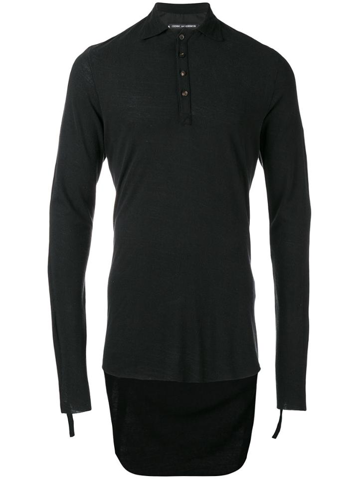 Cedric Jacquemyn Drop Hem Polo Shirt - Black