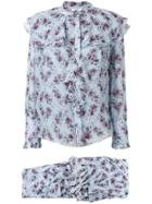 Erdem Floral Ruffled Skirt Suit - Blue