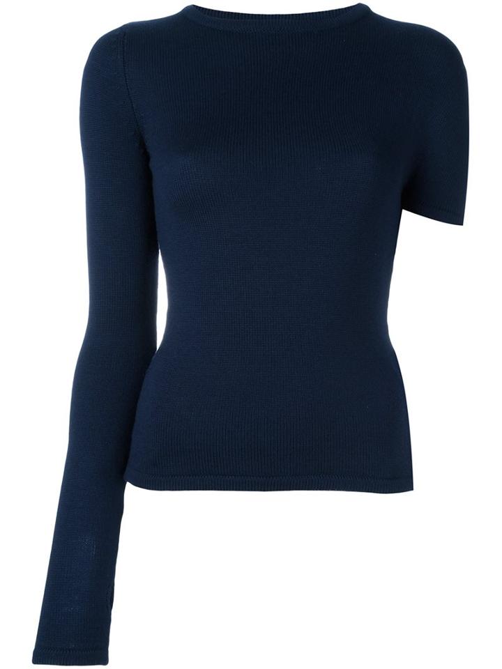 Jacquemus Asymmetric Sleeves Pullover, Women's, Size: 36, Blue, Wool