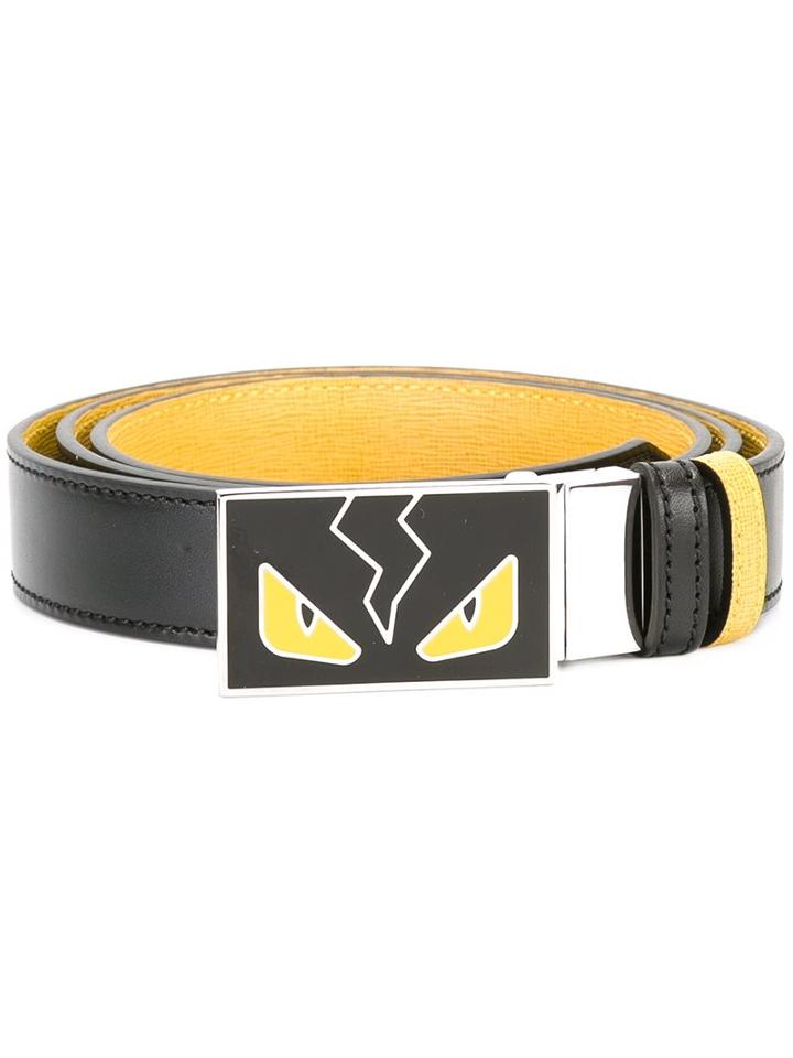 Fendi Bag Bugs Belt, Men's, Black, Calf Leather/palladium