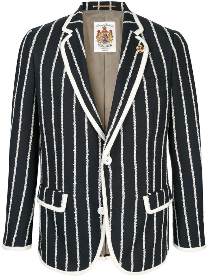 Education From Young Machines Two Tone Striped Blazer - Blue