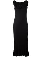 Yves Saint Laurent Vintage Ruffled Long Jersey Dress - Black