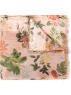 Faliero Sarti Flower Print Scarf, Women's, Pink/purple, Silk/cotton