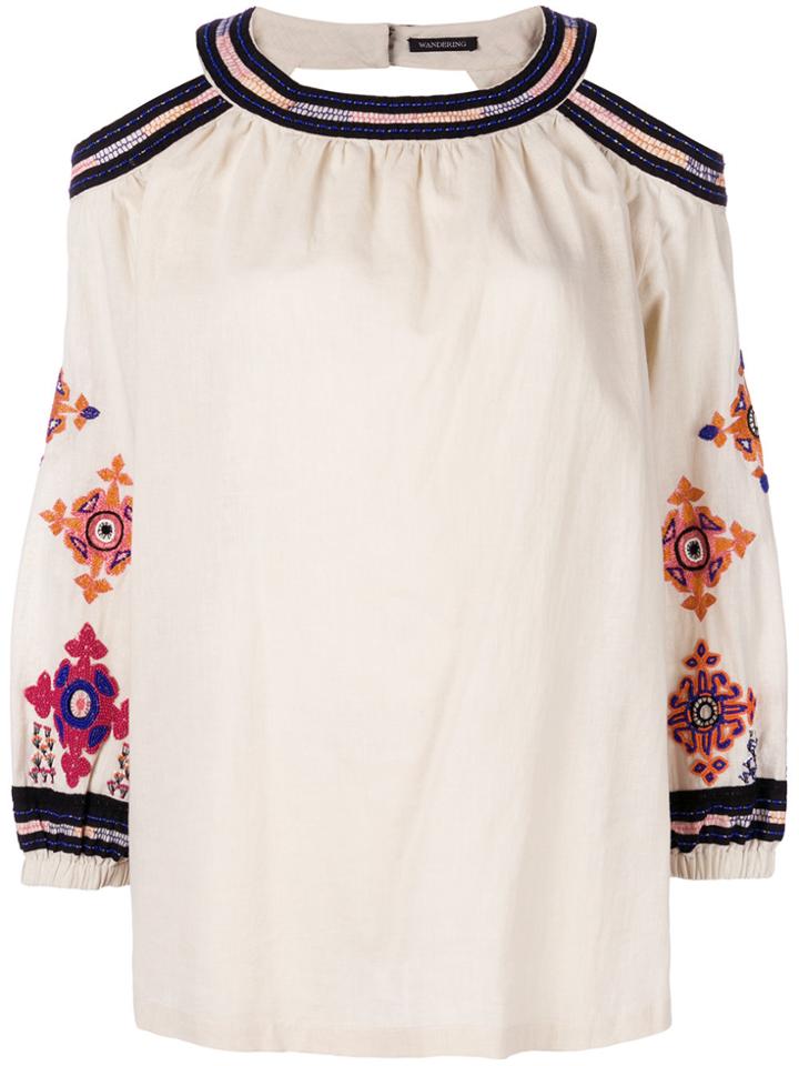 Wandering Cold Shoulder Blouse - Nude & Neutrals