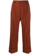 Berwich Cropped Palazzo Trousers - Brown
