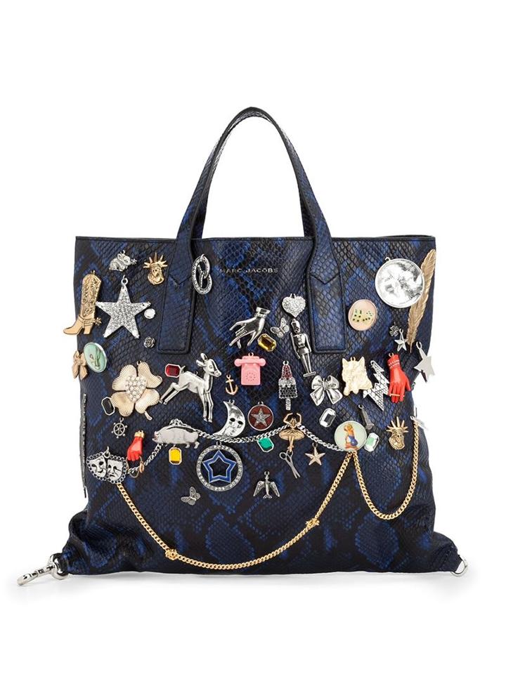 Marc Jacobs Snakeskin Effect Embellished Tote