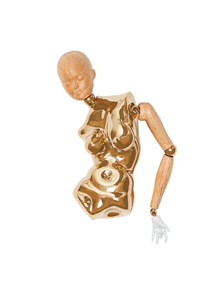 Burberry Gold-plated And Beechwood Figurine Brooch